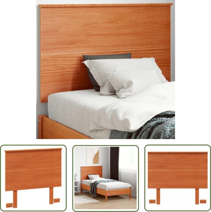 The Living Store Houten Hoofdeinde 94 x 6 x 82.5 cm Massief Grenenhout Hoofd Bord Hoofdborden Houten Hoofdeinde Grenenhout Was Bruin