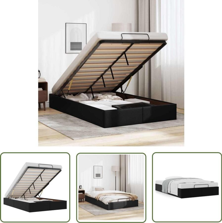 VidaXL Bedframe zonder matras 120x190 cm kunstleer zwart Bedframe Hoofdbord Slaapcomfort Tweepersoonsbed Kingsize Bed