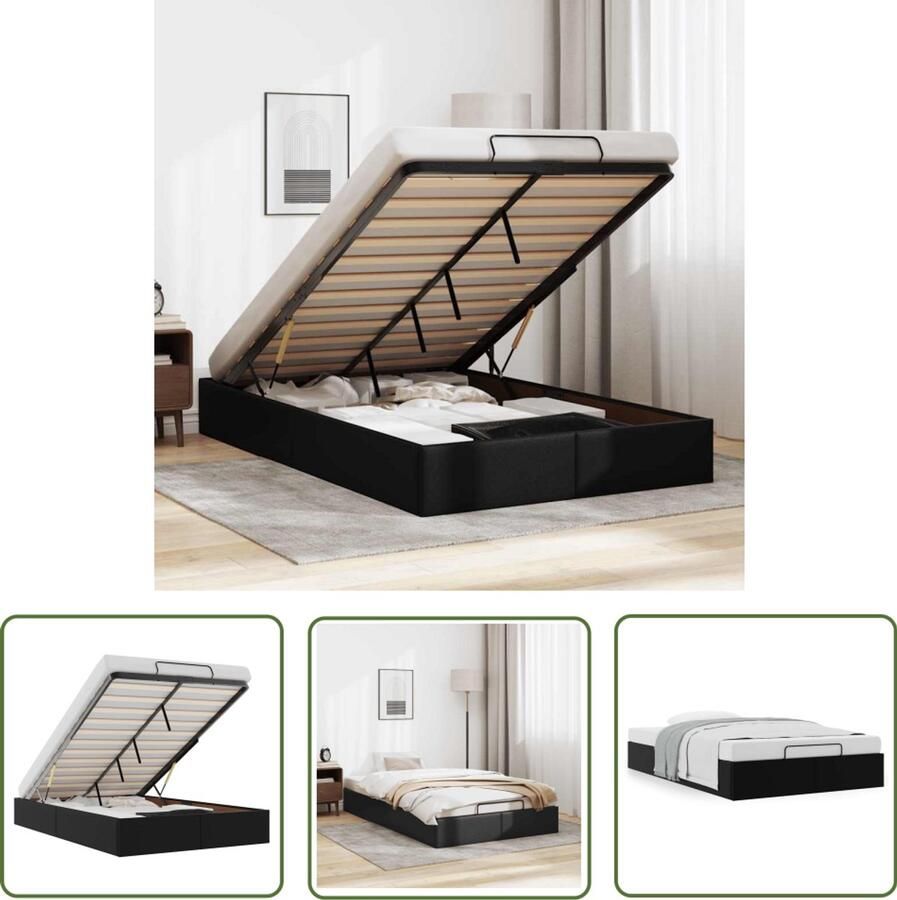 VidaXL Bedframe zonder matras 120x200 cm kunstleer zwart Bedframe Hoofdbord Slaapkamers Design Bed Modern Bed