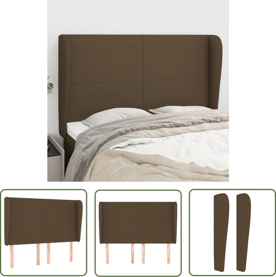 The Living Store hoofdbord Classic donkerbruin 147 x 23 x 118 128 cm stof verstelbare hoogte Hoofd Bord Hoofdbord Classic Slaap Kamer Decoratie Beddecoratie Bruine Hoofdbord