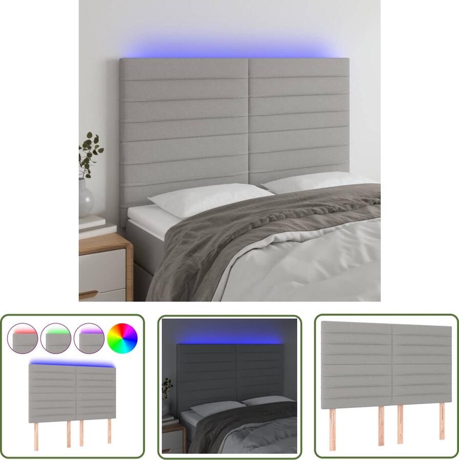 The Living Store Hoofdeind LED-hoofdbord 144 x 5 x 118 128 cm Lichtgrijs Hoofd Bord Led Hoofdbord Grijs Beddengoed Slaapkamersdecoratie Led Lampen