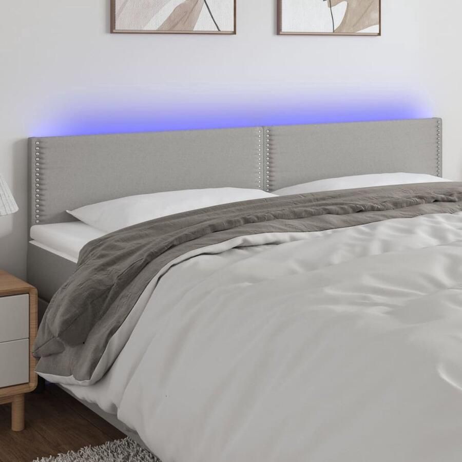 The Living Store Hoofdeind LED-hoofdbord 180 x 5 x 78 88 cm lichtgrijs Hoofd Bord Led Hoofdbord Grijs Beddengoed Slaapkamersdecoratie Headboard - Foto 1