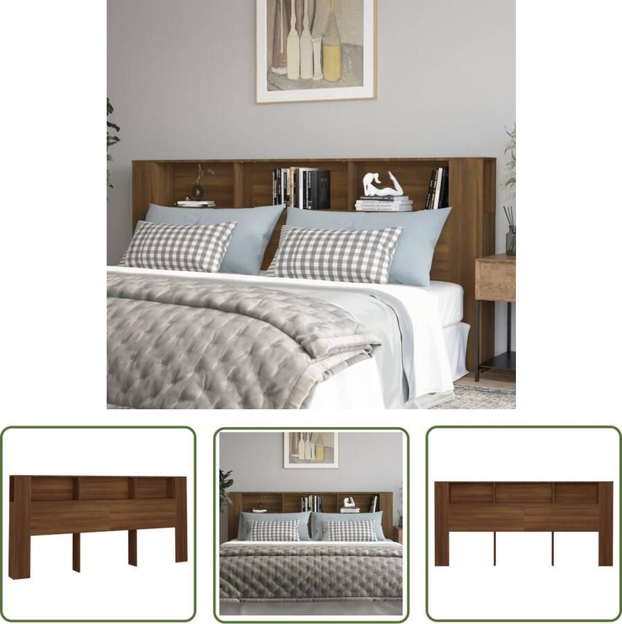 The Living Store Hoofdbordkast 220x18 5x104 5 cm bruin eikenkleur Hoofd Bord Kast Hoofdbord Bedkap Slaapkamerdecoratie Houten Hoofdbord