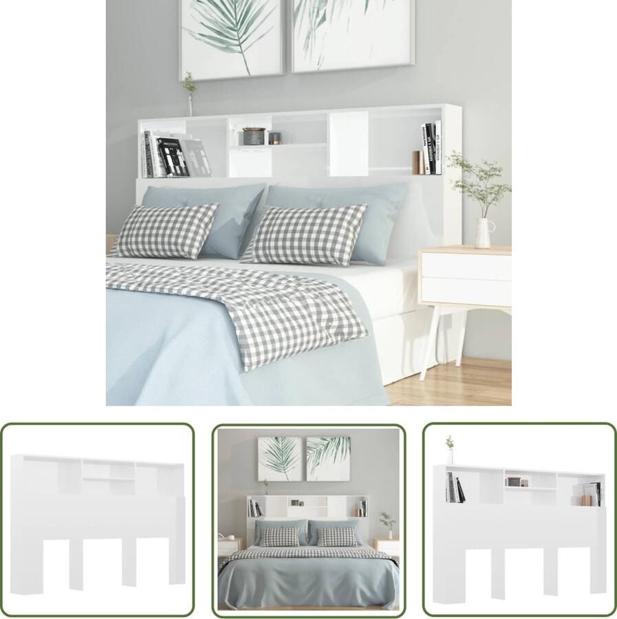 The Living Store Hoofdbordkast wandmontage 160 x 19 x 103.5 cm hoogglans wit Hoofd Bordkast Hoofdbord Hoofdkast Slaapkamerdecoratie Houten Hoofdbord