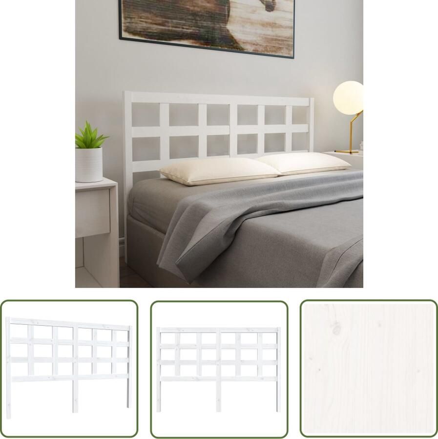 The Living Store Houten Hoofdeinde Grenenhout 145.5 x 4 x 100 cm Wit Houten Hoofdeinde Hoofdbord Grenenhout Wit Beddecoratie