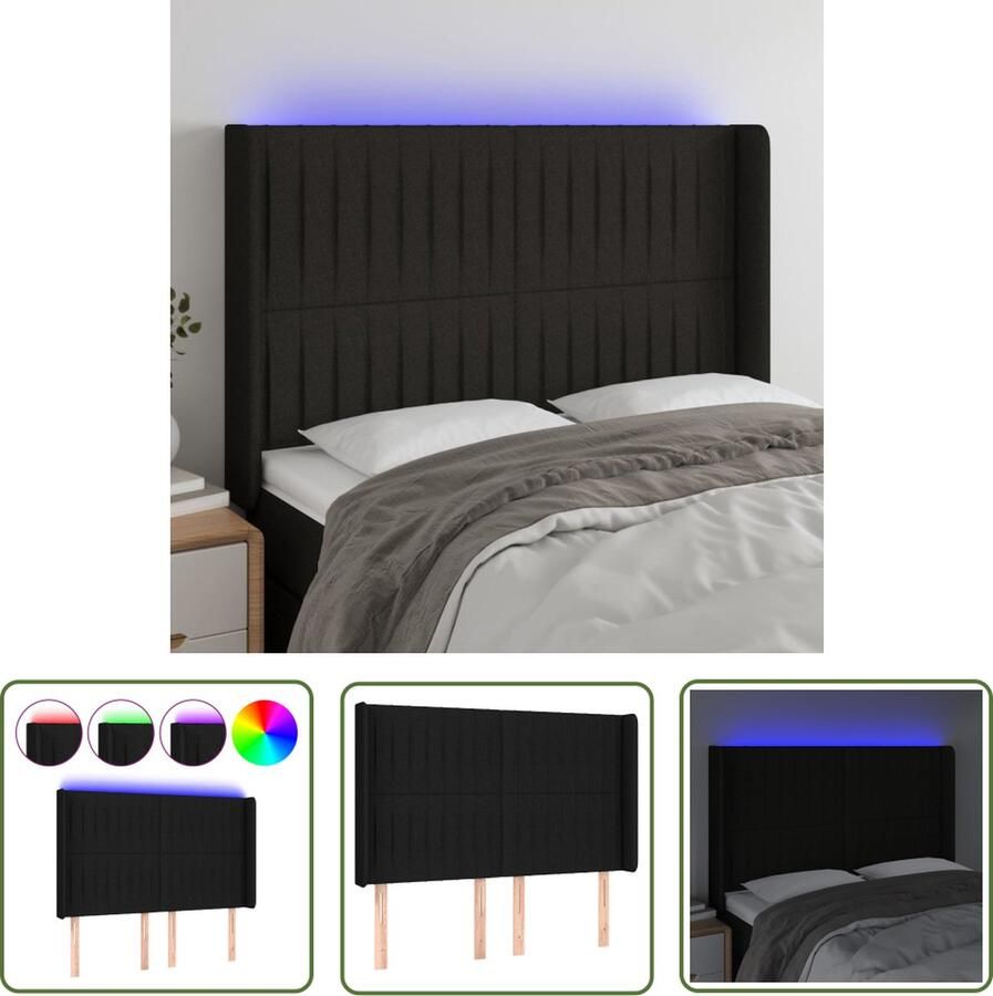 The Living Store Hoofdbord LED 147x16x118 128 cm Verstelbare Hoogte Hoofd Bord Led Hoofdbord Met Led Bedhoofdbord Headboard Slaapkamers Decoratie