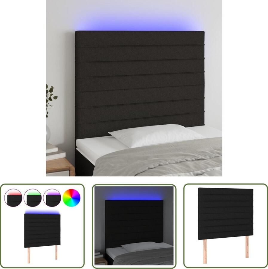 The Living Store Hoofdeinde LED-strip Zwart 90 x 5 x 118 128 cm Verstelbaar Hoofd Bord Led Hoofdbord Met Led Bedhoofdbord Headboard Slaapkamersdecoratie