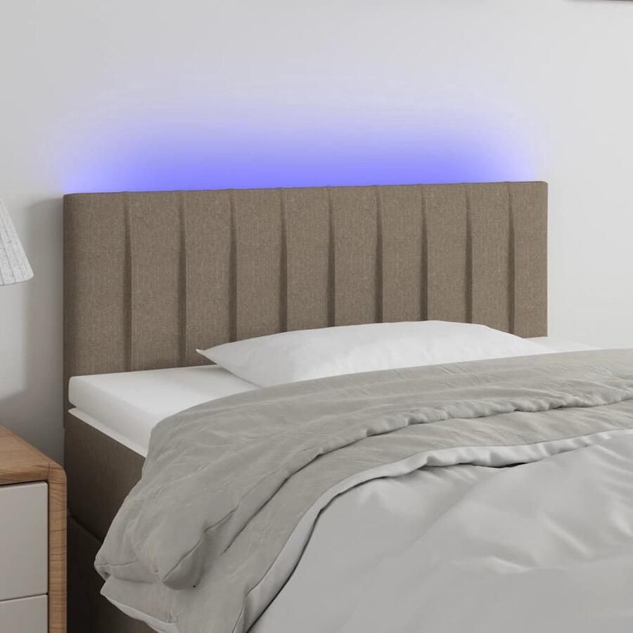 The Living Store LED-hoofdbord Hoofdeinde taupe 100 x 5 x 78 88 cm Kleurrijke LED-verlichting Hoofd Bord Led Hoofdbord Met Verlichting Led Headboard Taupecouleur Slaapkamers Decoratie - Foto 2