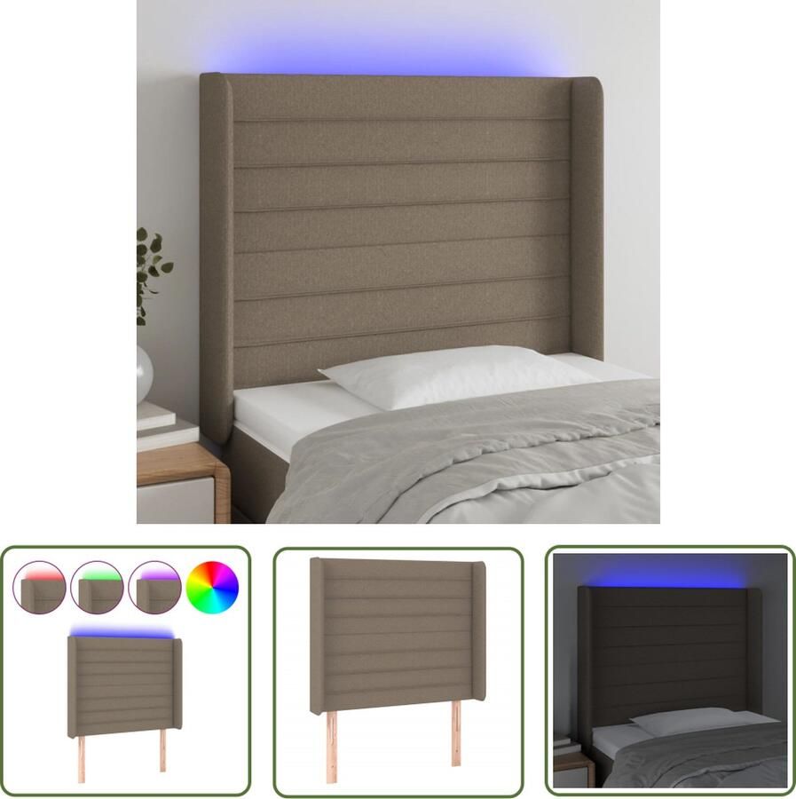 The Living Store Hoofdbord LED 103x16x118 128 cm Verstelbaar Kleurrijke LED-verlichting Hoofd Bord Led Hoofdbord Met Verlichting Bedhoofdbord Led Lamp Slaap Kamer Decoratie