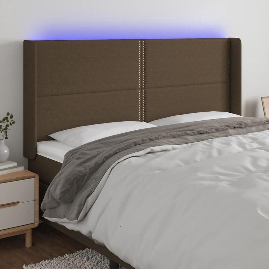 The Living Store LED-hoofdbord Dunarap 163 x 16 x 118 128 cm Donkerbruin Hoofd Bord Led Hoofdbord Met Verlichting Led Headboard Slaapkamers Decoratie Bedroom Furniture