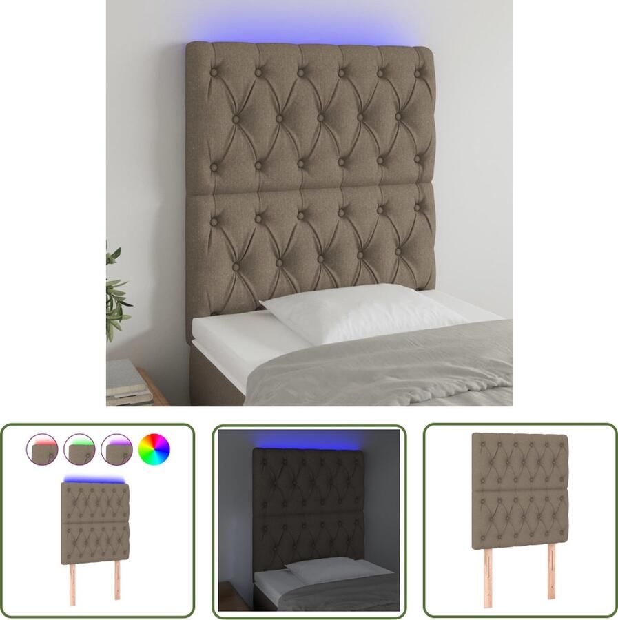 The Living Store Hoofdeinde LED-strip Taupe 80 x 7 x 118 128 cm Verstelbaar Hoofd Bord Led Hoofdbord Met Verlichting Taupecloor Hoofdbord Leeshoek Verhogen Comfortabele Hoofdsteun