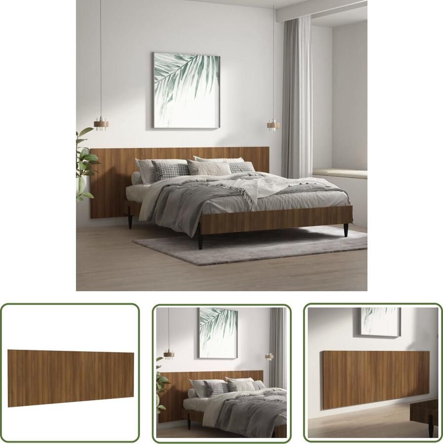 The Living Store Wandhoofdbord Klassiek design Bewerkt hout 240 x 1.5 x 80 cm Bruineiken Montage vereist Wanddecoratie Hoofdbord Houten Hoofdbord Klassieke Hoofdbord Bedroom Decor