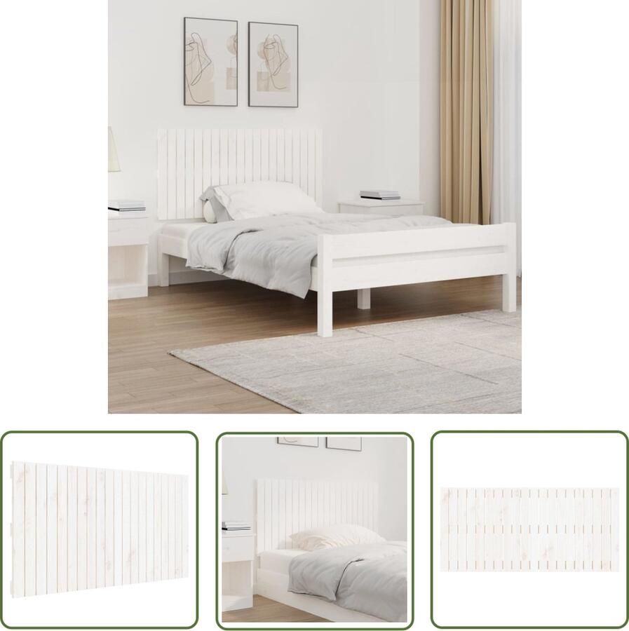 The Living Store Wandhoofdbord Houten Wit 127.5 x 3 x 60 cm Massief Grenenhout Wandhoofdbord Hoofdbord Houten Hoofdbord Grenenhout Wit