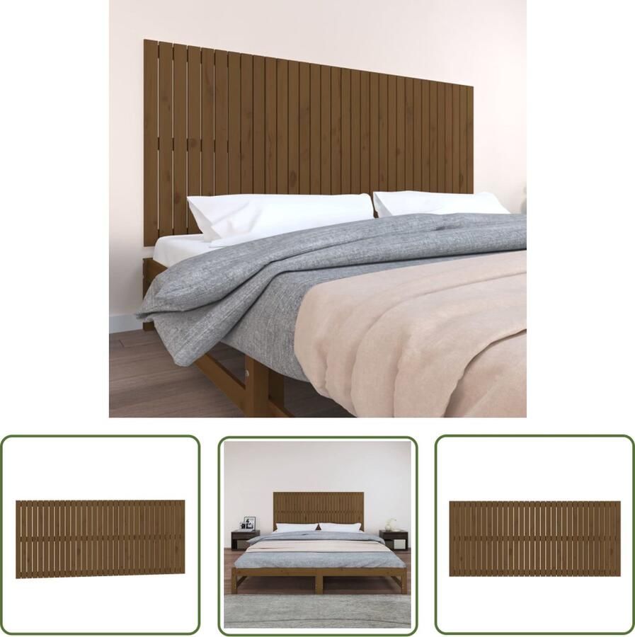 The Living Store Wandhoofdbord Honingbruin Massief grenenhout 204 x 3 x 90 cm – Klassiek design Wandhoofdbord Hoofdbord Slaapkamer Decoratie Hout Meubilair Klassieke Design
