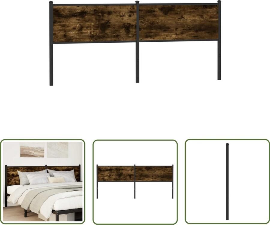 The Living Store Hoofdbord Bedframe 198 x 91.5 cm Gerookt Eiken Duurzaam Bewerkt Hout Hoofd Bord Hoofdborden Bed Frame Bed Frames Houten Hoofdbord