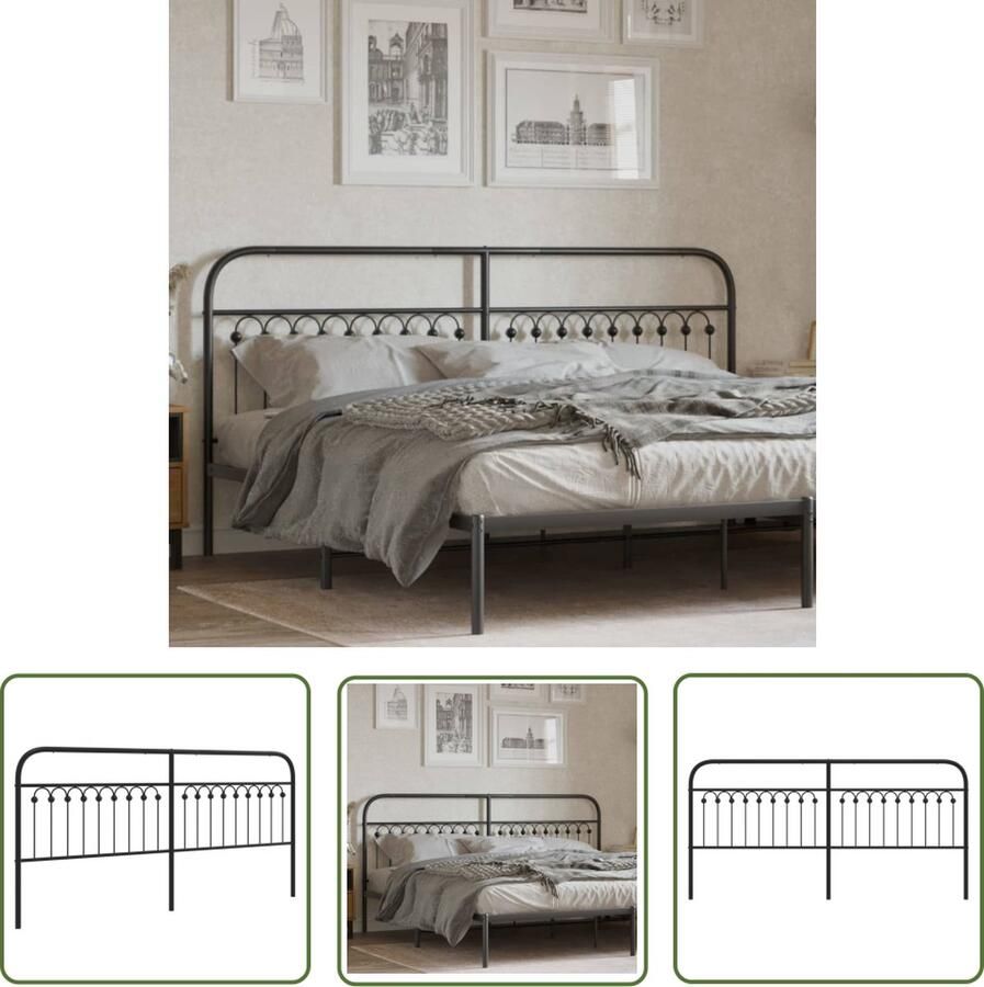 The Living Store Hoofdbord Staal 206 x 100 cm Zwarte Ronde Buizen Hoofd Bord Hoofdborden Bed Frame Bed Slaap Kamer Decoratie