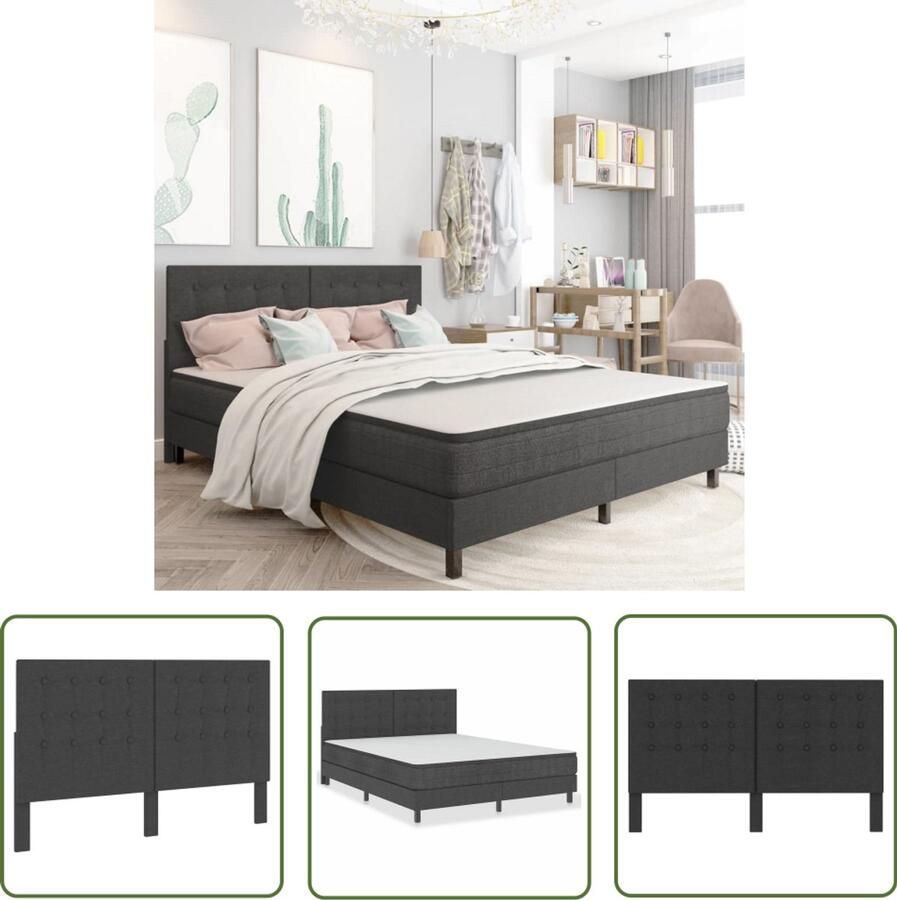 The Living Store Hoofdbord Stof Donkergrijs 181 x 116 x 3.8 cm Voor Bedframe 180 x 200 cm Hoofdbord Hoofddekens Beddecoratie Slaapkamers Donkere Kleuren