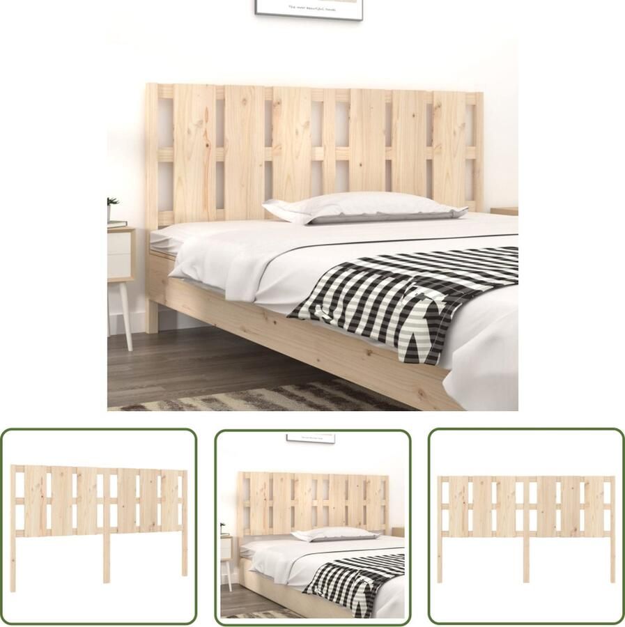 The Living Store Houten Hoofdeinde 165.5 x 4 x 100 cm Massief Grenenhout Houten Hoofdbord Hoofddekens Beddecoratie Slaapkamers Massief Hout