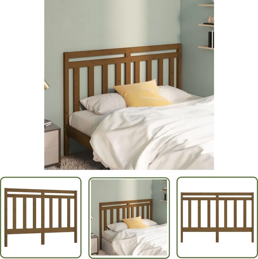 The Living Store Hoofdbord 166x4x100 cm massief grenenhout honingbruin Hoofd Bord Hoofdeinde Beddecoratie Grenenhout Meubels Bruine Meubels