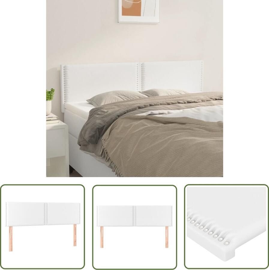 The Living Store Hoofdborden 2 st 72x5x78 88 cm kunstleer wit Hoofd Bord Hoofdeinde Beddecoratie Kunstleder Wit