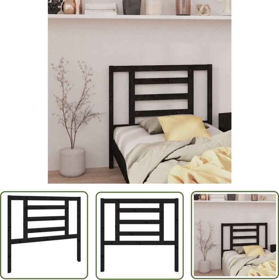 The Living Store Houten Hoofdeinde Zwart 106 x 4 x 100 cm Massief Grenenhout Houten Hoofdbord Hoofdeinde Hoofd Bord Zwarte Hoofdbord Massief Grenenhout