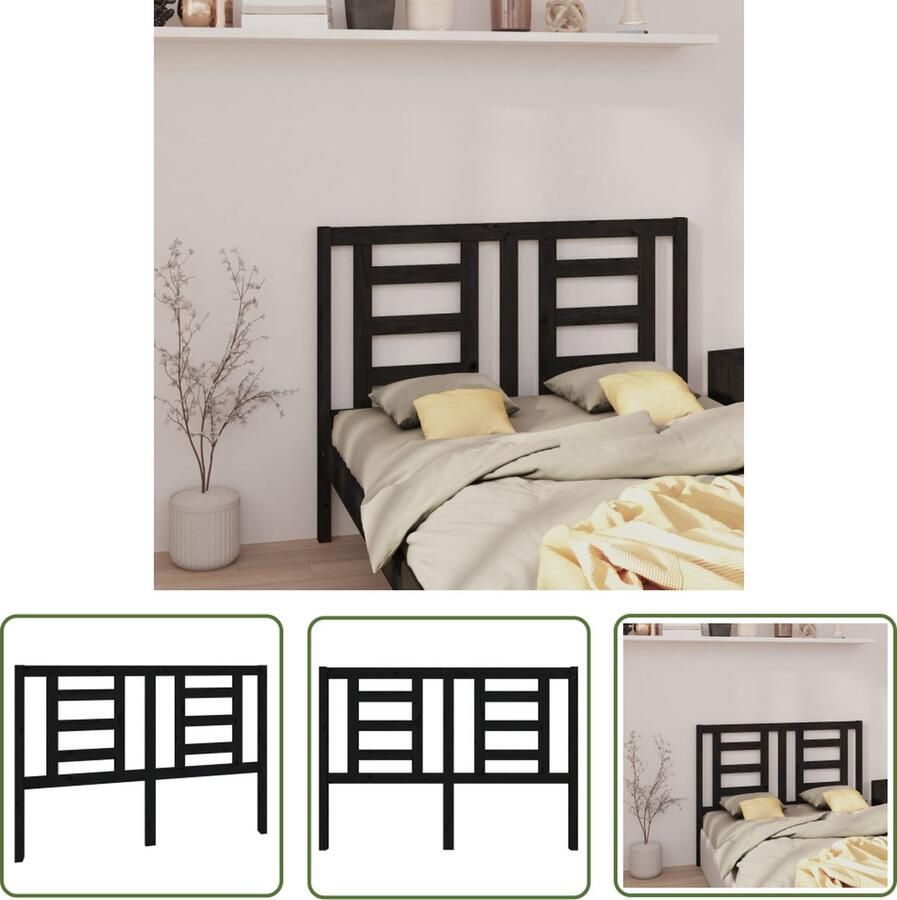 The Living Store Houten Hoofdeinde Zwart 141 x 4 x 100 cm Massief Grenenhout Houten Hoofdbord Hoofdeinde Beddecoratie Hoofdbekleding Slaapkamerstijl