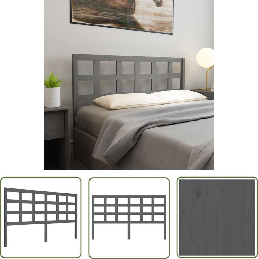 The Living Store Houten Hoofdeinde Grijs 165.5 x 4 x 100 cm Massief Grenenhout Houten Hoofdbord Hoofdeinde Grieze Hoofdbord Massief Hout Bedroom Decor