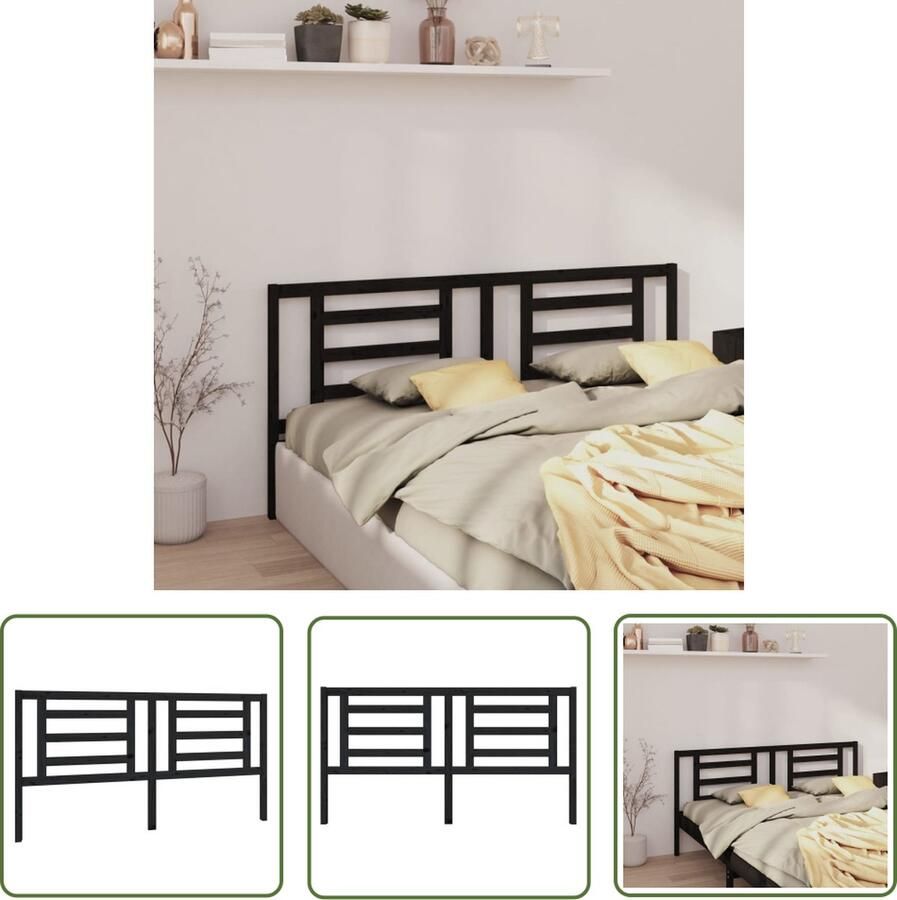 The Living Store Houten Hoofdeinde Zwart 186 x 4 x 100 cm Massief Grenenhout Houten Hoofdbord Hoofdeinde Massief Grenenhout Zwart Hoofdbord Slaapkamervloeren