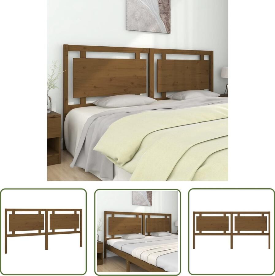 The Living Store Houten Hoofdeinde Honingbruin 205.5 x 4 x 100 cm Massief Grenenhout Houten Hoofdbord Hoofddekens Beddecoratie Slaapkamers Massief Hout - Foto 3