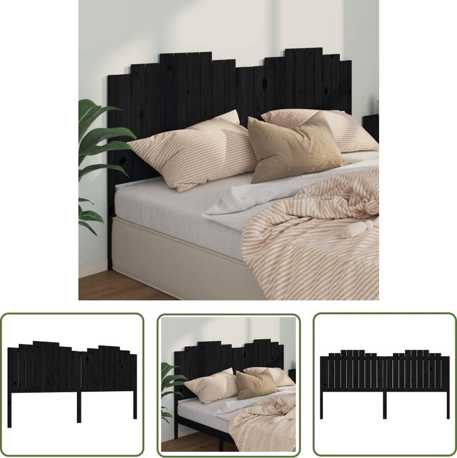 The Living Store Houten Hoofdeinde Zwarte Massief Grenenhout 206 x 4 x 110 cm Rustieke Charme Houten Hoofdbord Hoofdeinde Massief Hout Zwarte Hoofdbord Landelijke Stijl