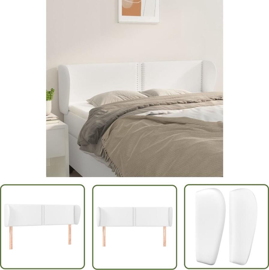 The Living Store Hoofdbord Hoofdeind Wit 147 x 23 x 78 88 cm Kunstleer Klinknagels Hoofd Bord Hoofdkussen Beddecoratie Slaapkamers Witte Meubels