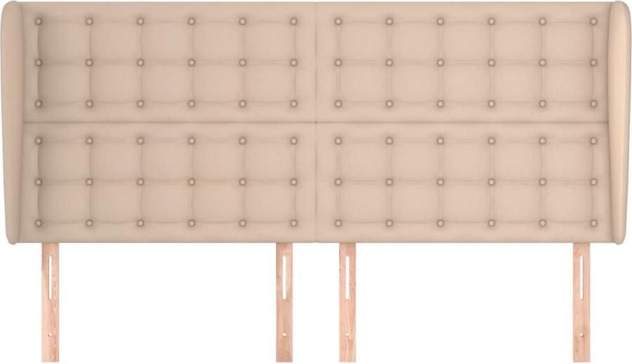 The Living Store Hoofdbord met randen 183x23x118 128cm kunstleer cappuccinokleur Hoofd Bord Hoofdkussen Kapstok Bedroom Decoratie Bruine Meubels