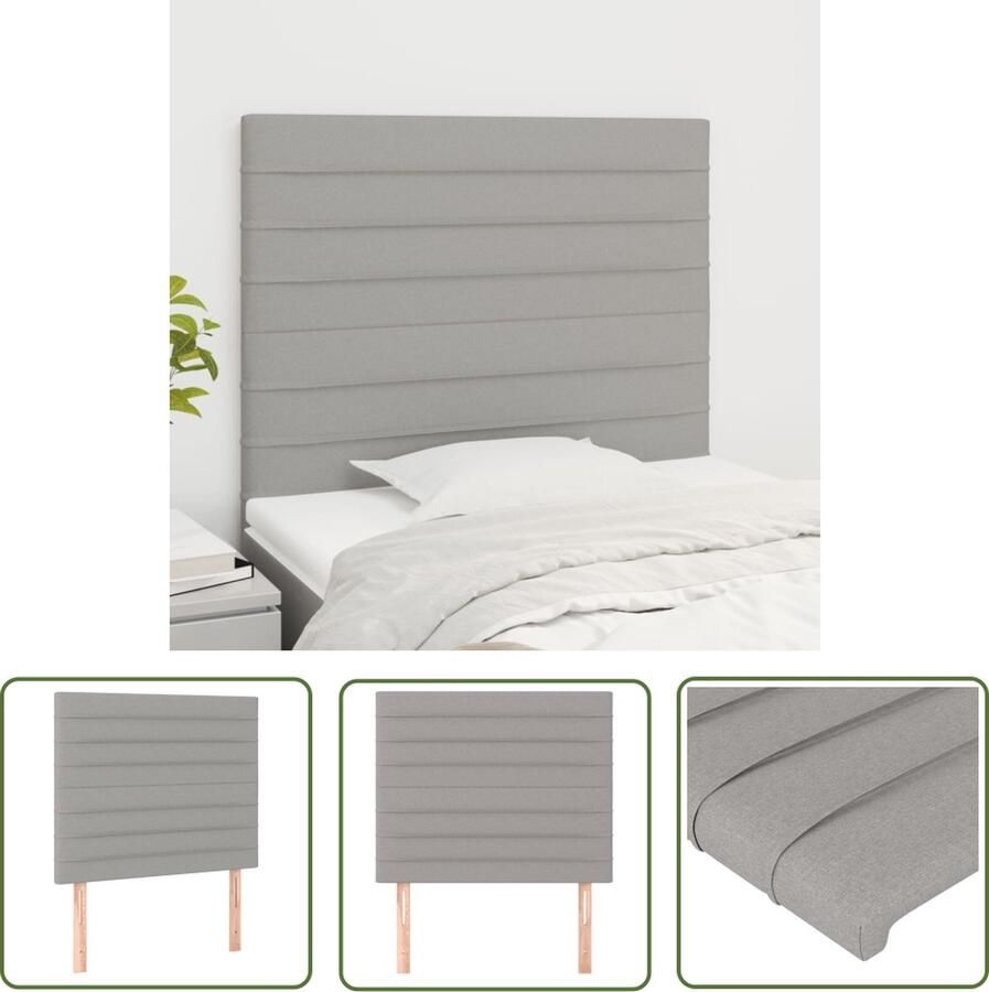 The Living Store Hoofdborden 2 st 90x5x78 88 cm stof lichtgrijs Hoofd Bord Hoofdkussen Beddengoed Slaapcomfort Bedroom Decor