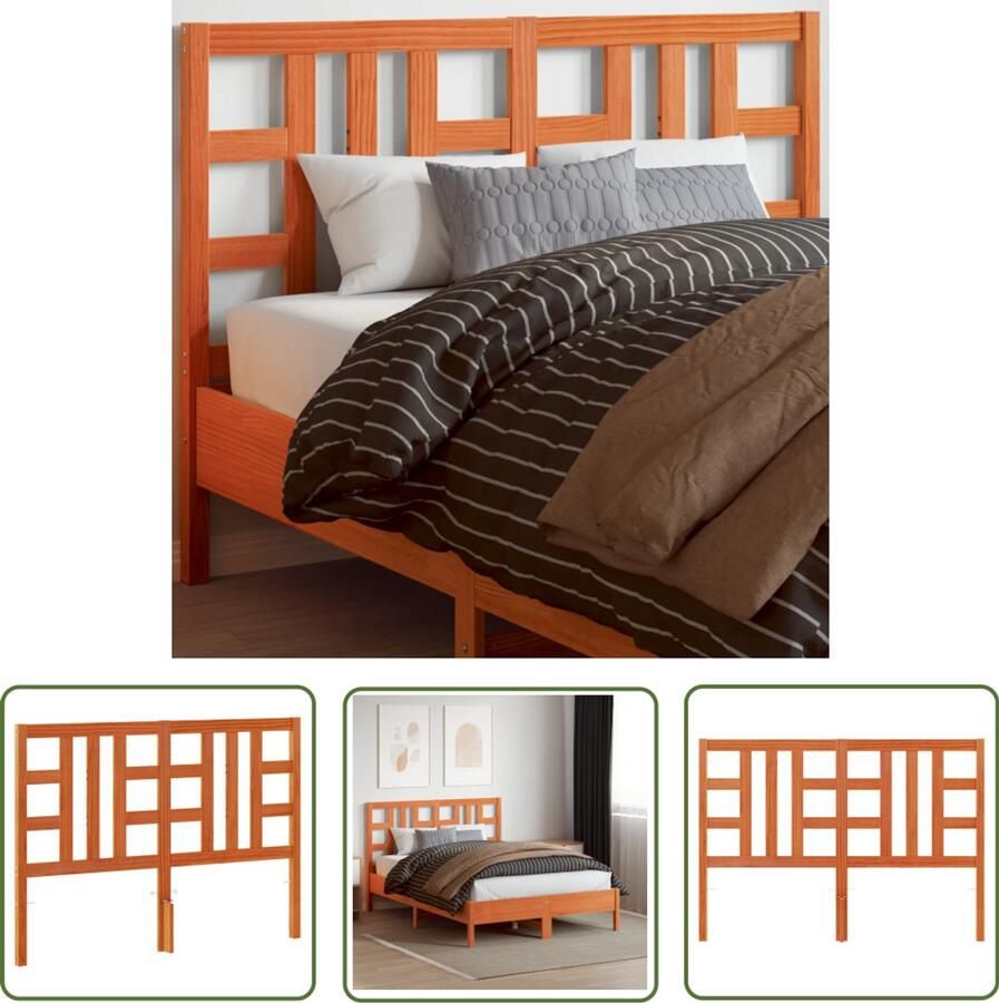 The Living Store Hoofdbord 135 cm massief grenenhout wasbruin Hoofdbord Hoofdkussen Bedbank Slaapkamerdecoratie Grenenhout Meubel