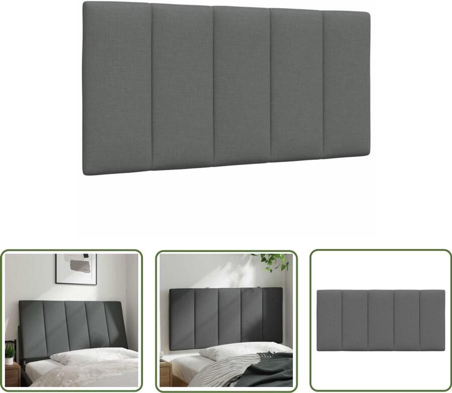 The Living Store Hoofdbordkussen 100 cm stof donkergrijs Hoofdbordkussens Hoofdkussen Kussen Voor Bed Decoratief Kussen Grijs Kussen