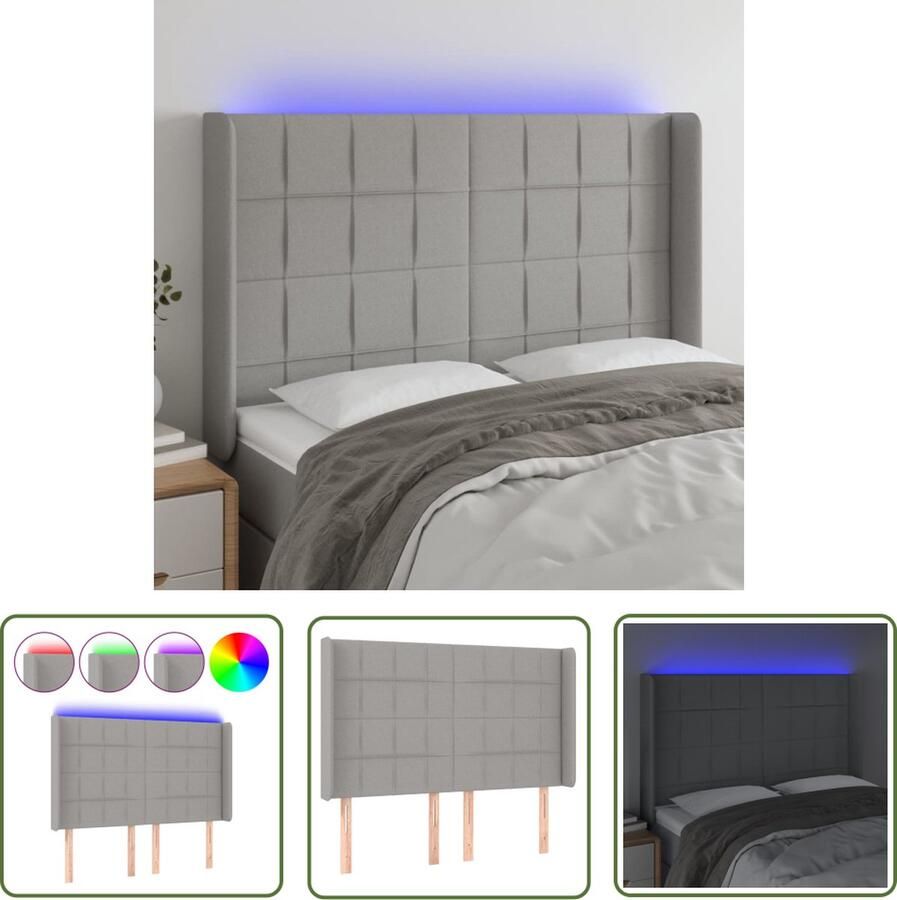 The Living Store LED-hoofdbord Hoofdeinde 147x16x118 128 cm LED-strip LED Hoofdbord Hoofdkussen Led Verlichting Slaap Kamer Decoratie Beddecoratie