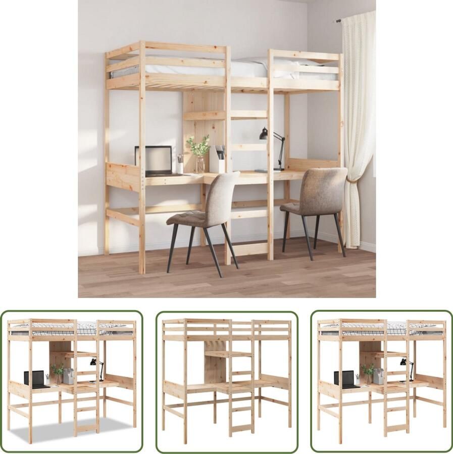 VidaXL Hoogslaper Kinderen Hoogslaper zonder matras massief grenenhout 80x200 cm Houten Bed Kinderkamer Tweepersoonsslaapbank