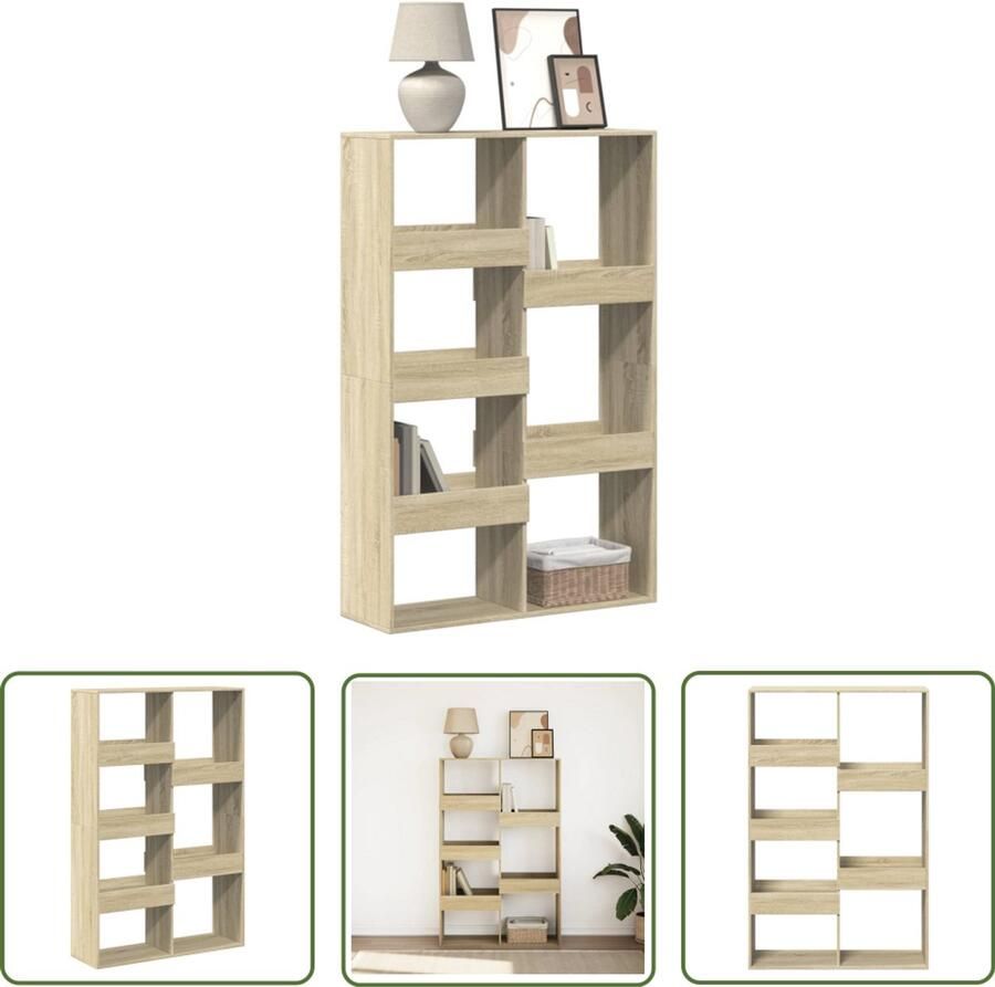 The Living Store Boekenkast 100x33x155 5 cm bewerkt hout sonoma eikenkleurig Boekenkast Hout Sonoma Eiken Opbergruimte Bibliotheek