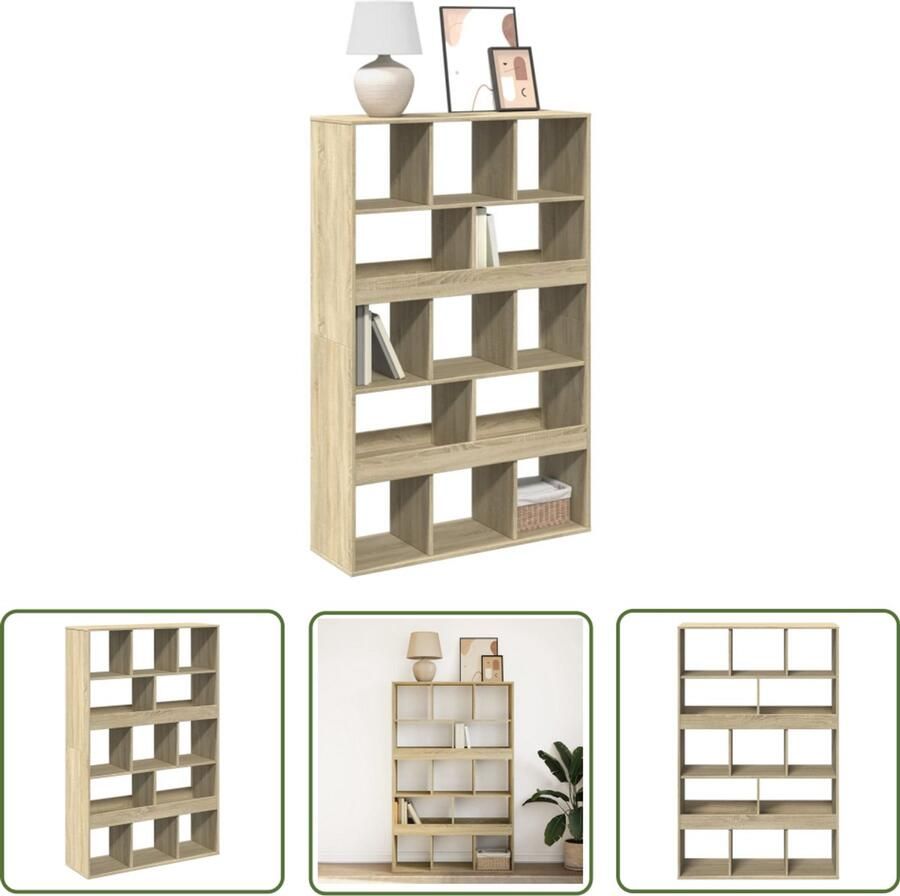 The Living Store Boekenkast 100x33x156 5 cm bewerkt hout sonoma eikenkleurig Boekenkast Hout Sonoma Eiken Opbergruimte Bibliotheek