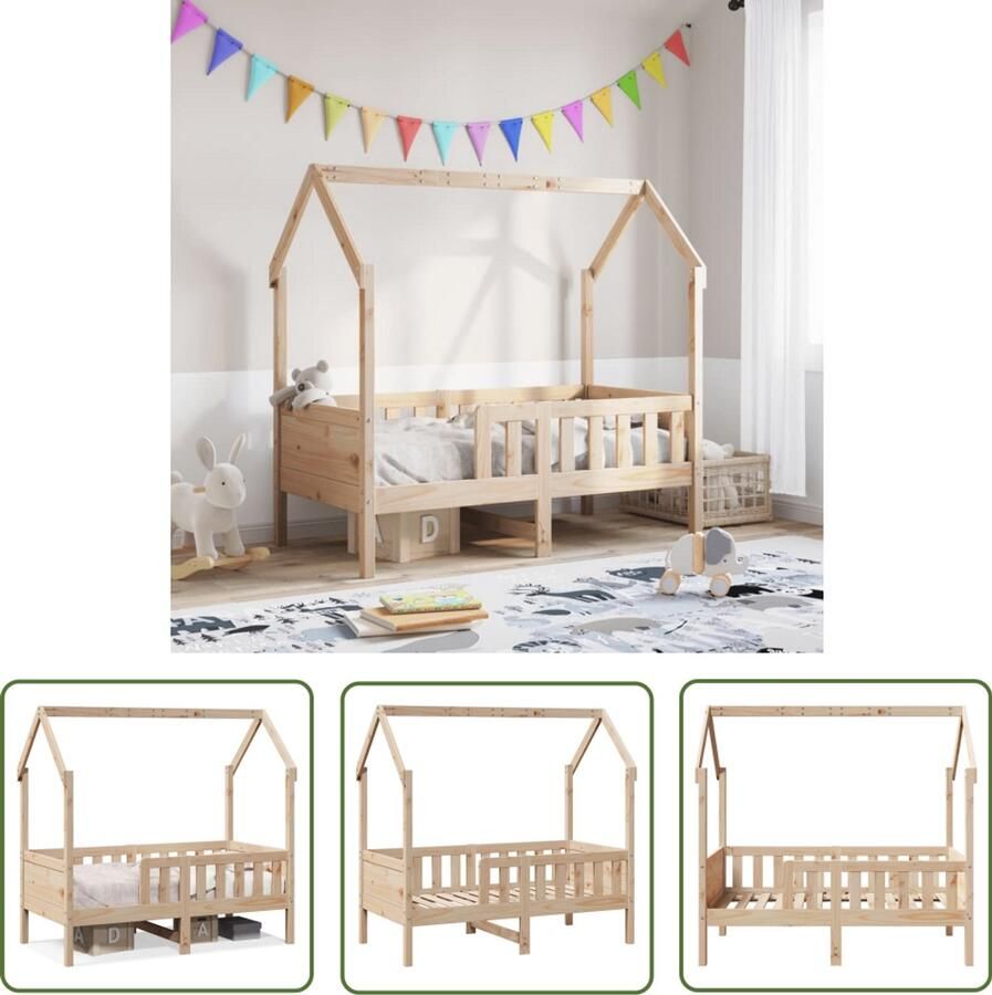 VidaXL Hout Kinderbed Bedhuis massief grenenhout 80x160 cm Kidsbed Hutbed Speelgoedkast