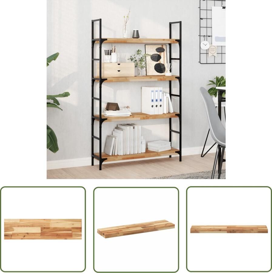 The Living Store Wandschap zwevend olieafwerking 80x20x4 cm massief acaciahout Zwevende Plank Wandplank Houtwanddecoratie Houten Schap Salontafel