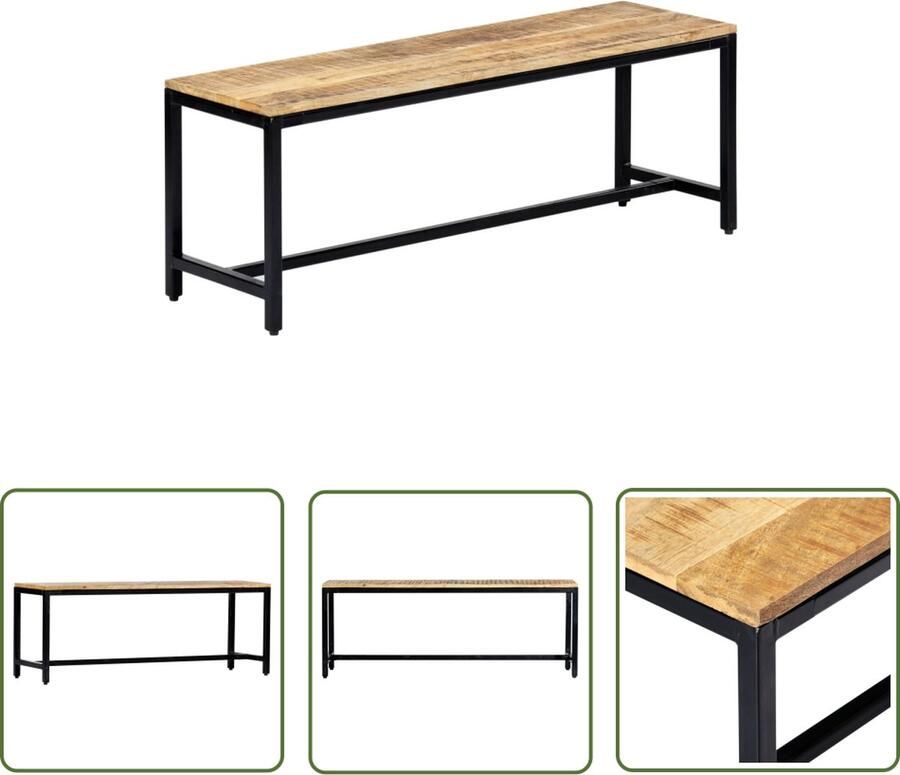 The Living Store Mangohouten Bank Ruw Massief IndustriÃle Charme 120 x 35 x 44 cm Industriele Bank Houten Bank Mangohouten Bank Keukenbank Eetbank