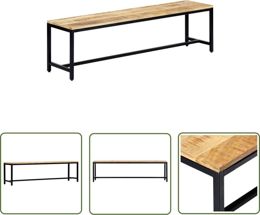 The Living Store Massief Ruw Mangohouten Bank 160 x 35 x 44 cm IndustriÃle Charme Industriele Bank Houten Bank Mango Wood Bank Salontafel Eetkamerbank