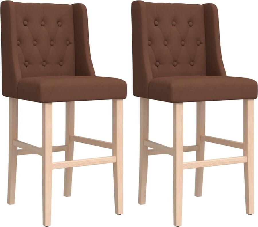 The Living Store Barkrukken Hout 45 x 51.5 x 113 cm Bruin Kleur 2 Stuks Barkrukken Houten Barkrukken Bruine Barkrukken Barstoelen Eetkamerstoelen