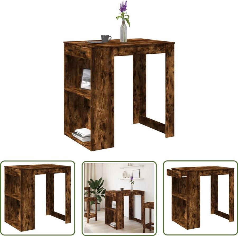 VidaXL Bartafel 102x70x103 5 cm bewerkt hout gerookt eikenkleurig Bartafel Houten Bartafel Keuken Eiland Salontafel Drinkwagen