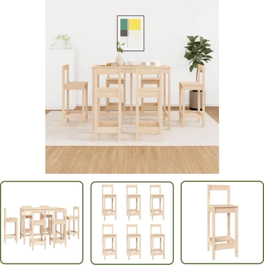 The Living Store Bartafel Grenenhout 140 x 80 x 110 cm Stabiel frame Stevig blad Bartafel Houten Bartafel Grenenhouten Bartafel Barset Eetkamerset