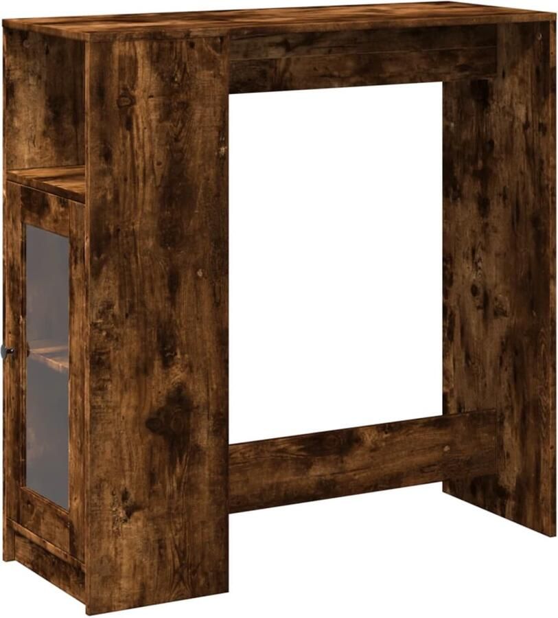 The Living Store Bartafel met rekken 101x40x103 5 cm bewerkt hout gerookt eiken Bartafel Houten Bartafel Keukenbar Loungehoek Multifunctioneel Meubel