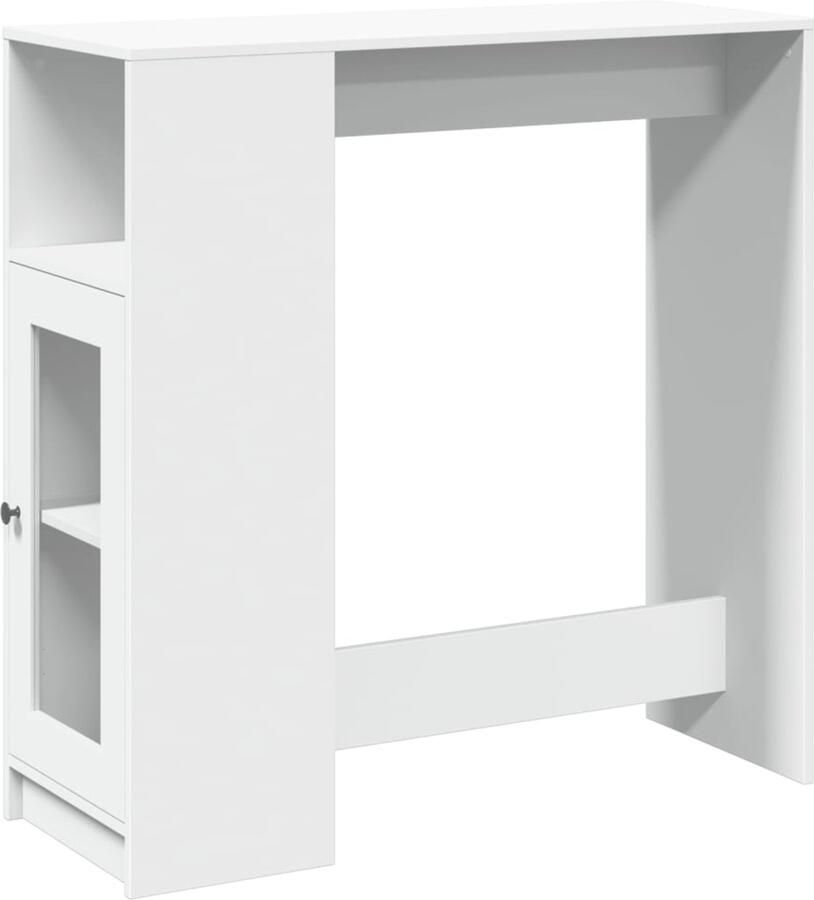 The Living Store Bartafel met rekken 101x40x103 5 cm bewerkt hout wit Bartafel Houten Bartafel Witte Bartafel Barkast Opslagruimte