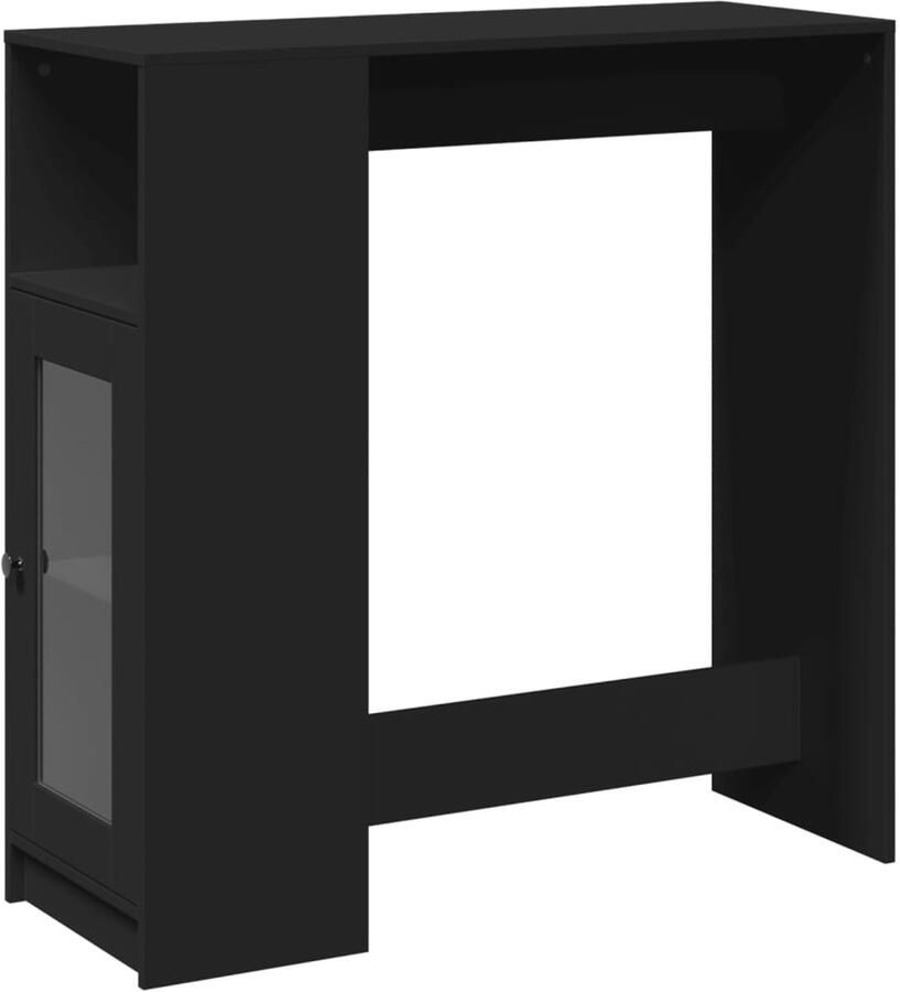 The Living Store Bartafel met rekken 101x40x103 5 cm bewerkt hout zwart Bartafel Houten Bartafel Zwarte Bartafel Drinkwagen Opslagkast