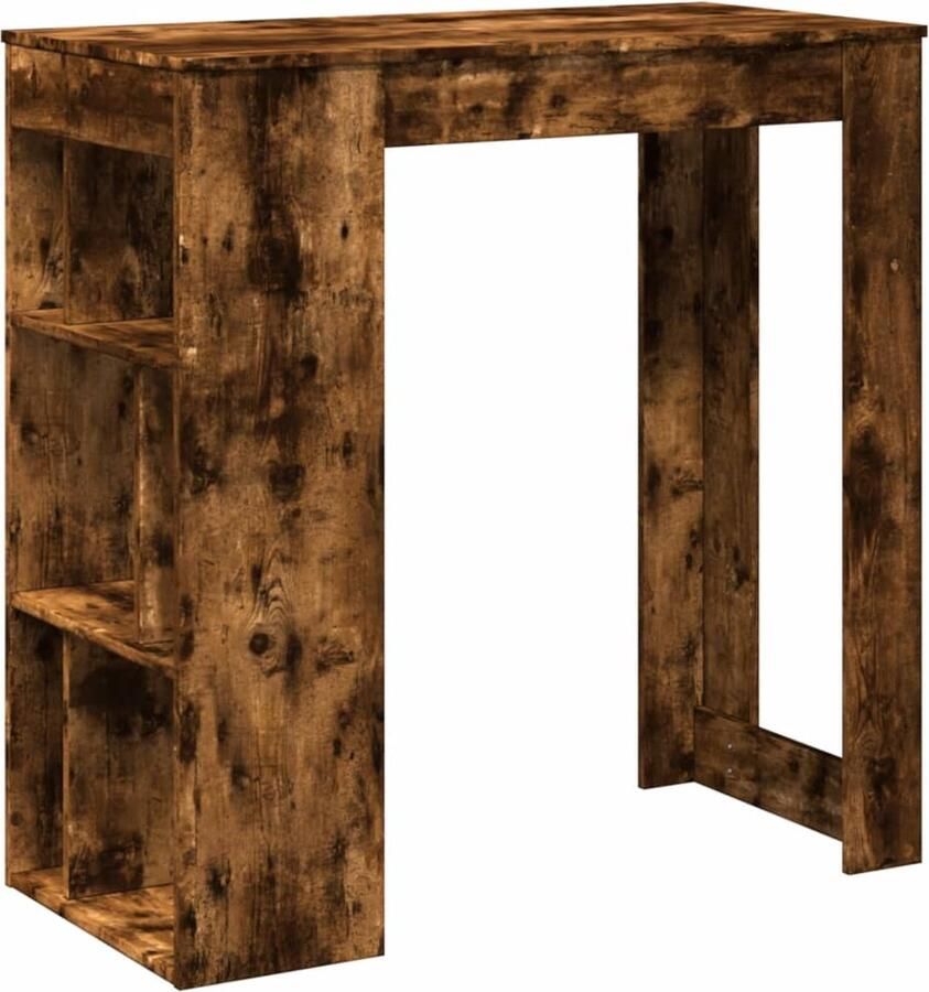 VidaXL Bartafel met rekken 102x50x103 5 cm bewerkt hout gerookt eiken Bartafel Houten Bartafel Roestvrijstalen Bartafel Kookeiland Salontafel